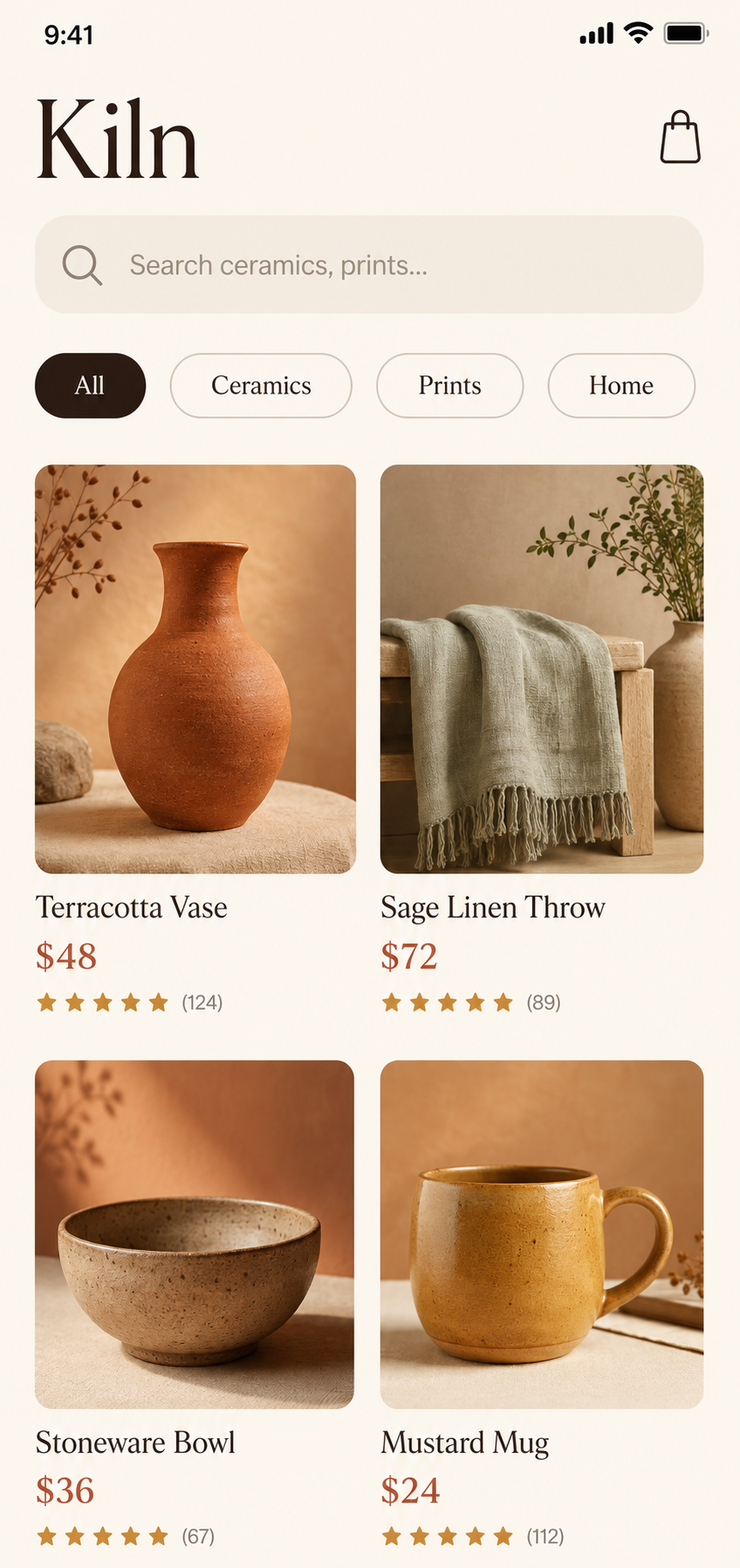 Kiln handmade goods marketplace app