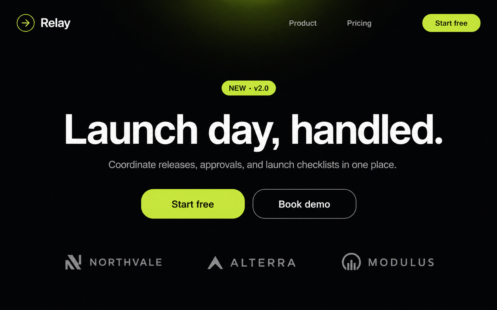 Relay product launch landing page